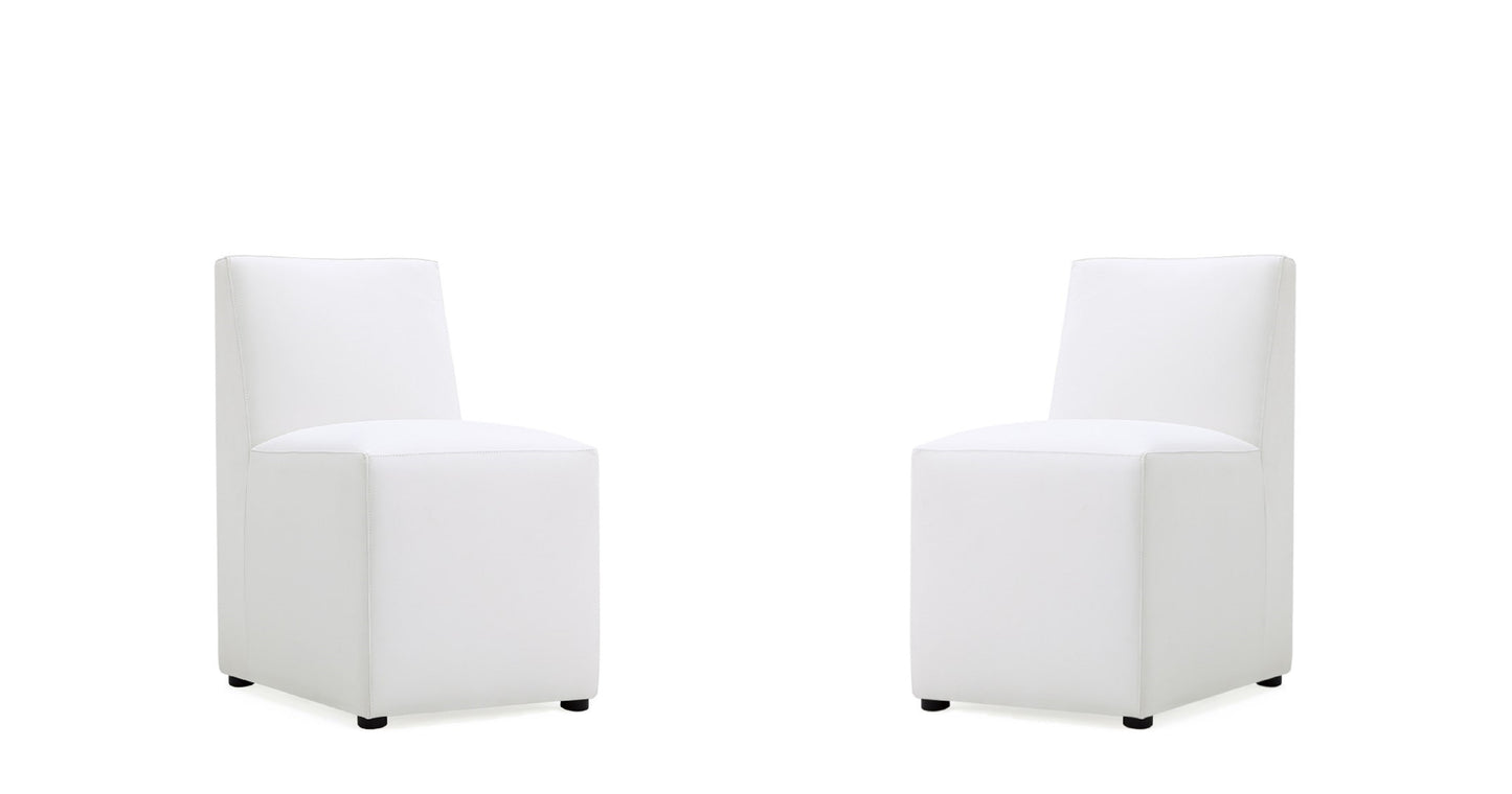 Manhattan Comfort Anna Modern Square Faux Leather Dining Chair in Cream (Set of 2) 2-DC058-CR