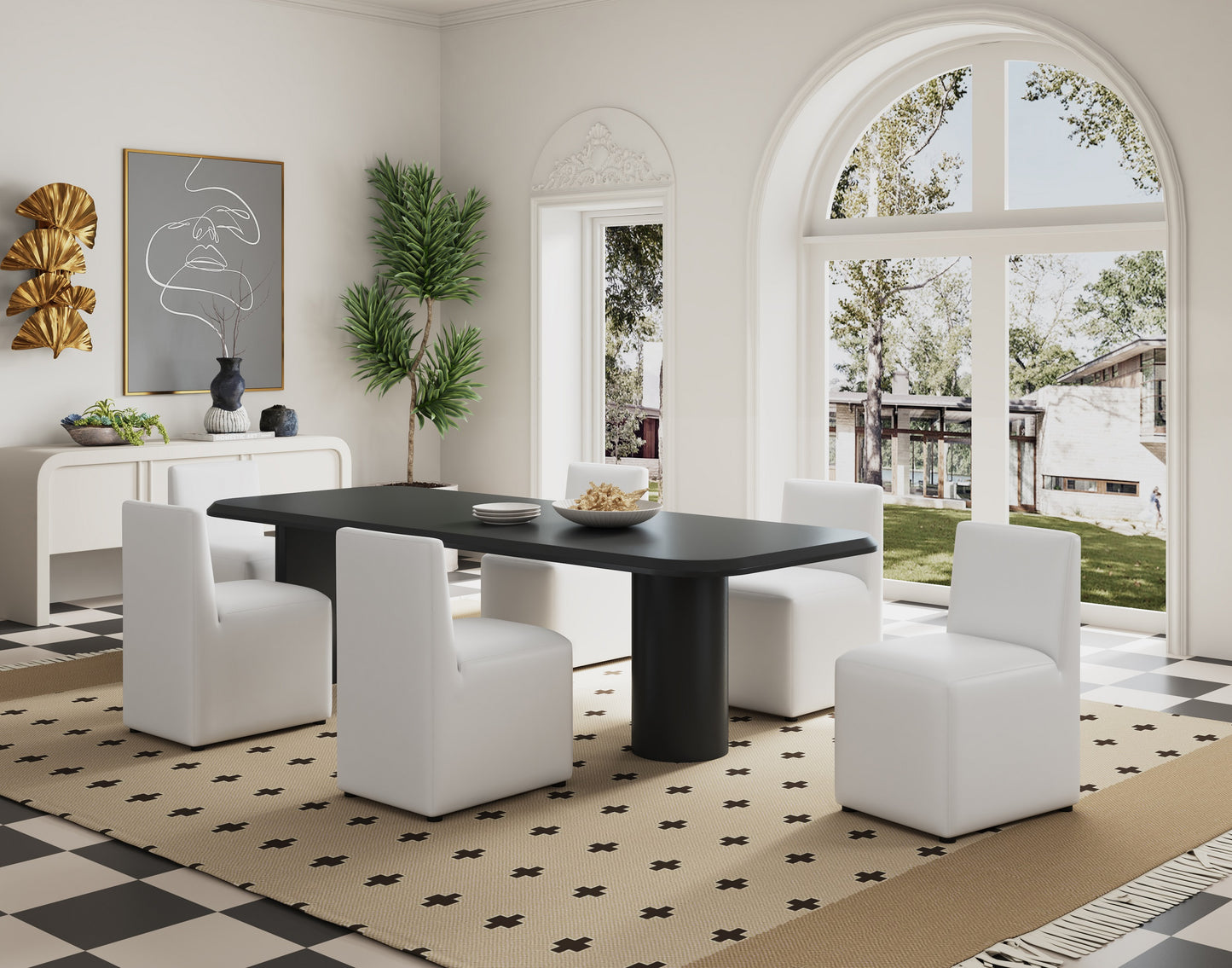 Manhattan Comfort Anna Modern Square Faux Leather Dining Chair in Cream (Set of 2) 2-DC058-CR