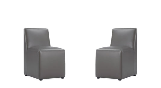 Anna Square Modern Vegan Leather Dining Chair in Graphite - Set of 2 2-DC058-PE