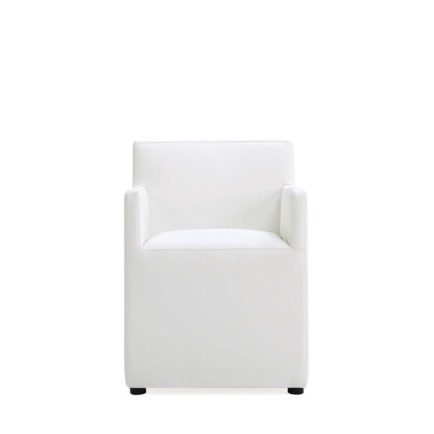 Anna Square Modern Vegan Leather Armchair in White - Set of 2 2-DC058AR-CR