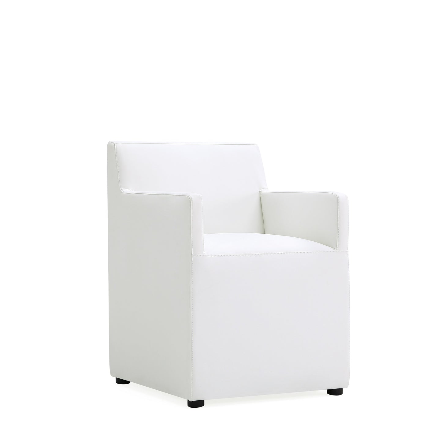 Anna Square Modern Vegan Leather Armchair in White - Set of 2 2-DC058AR-CR