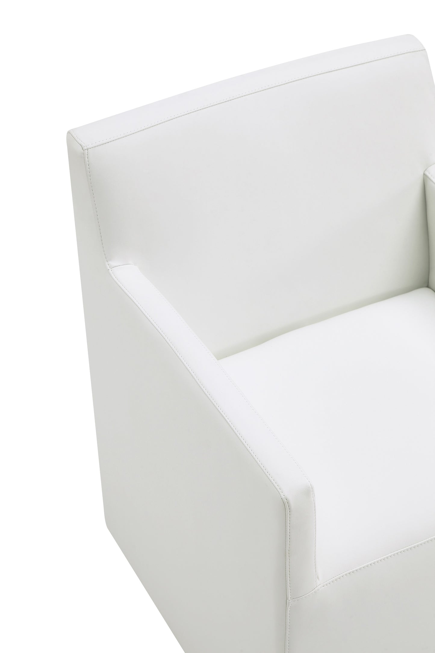Anna Square Modern Vegan Leather Armchair in White - Set of 2 2-DC058AR-CR