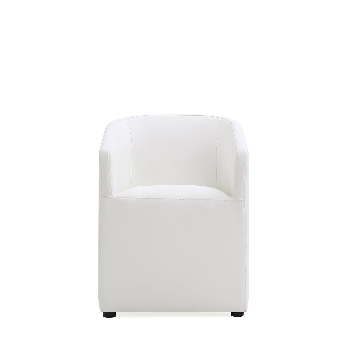 Anna Round Modern Vegan Leather Armchair in White - Set of 2 2-DC059AR-CR