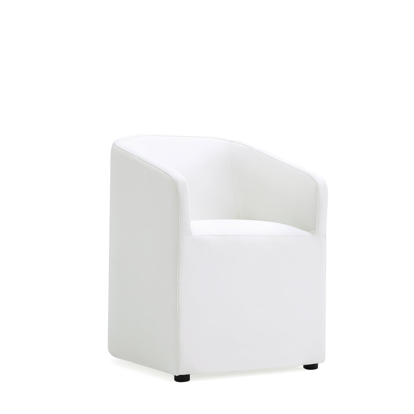 Anna Round Modern Vegan Leather Armchair in White - Set of 2 2-DC059AR-CR