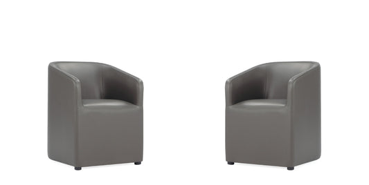Anna Round Modern Vegan Leather Armchair in Graphite - Set of 2 2-DC059AR-PE
