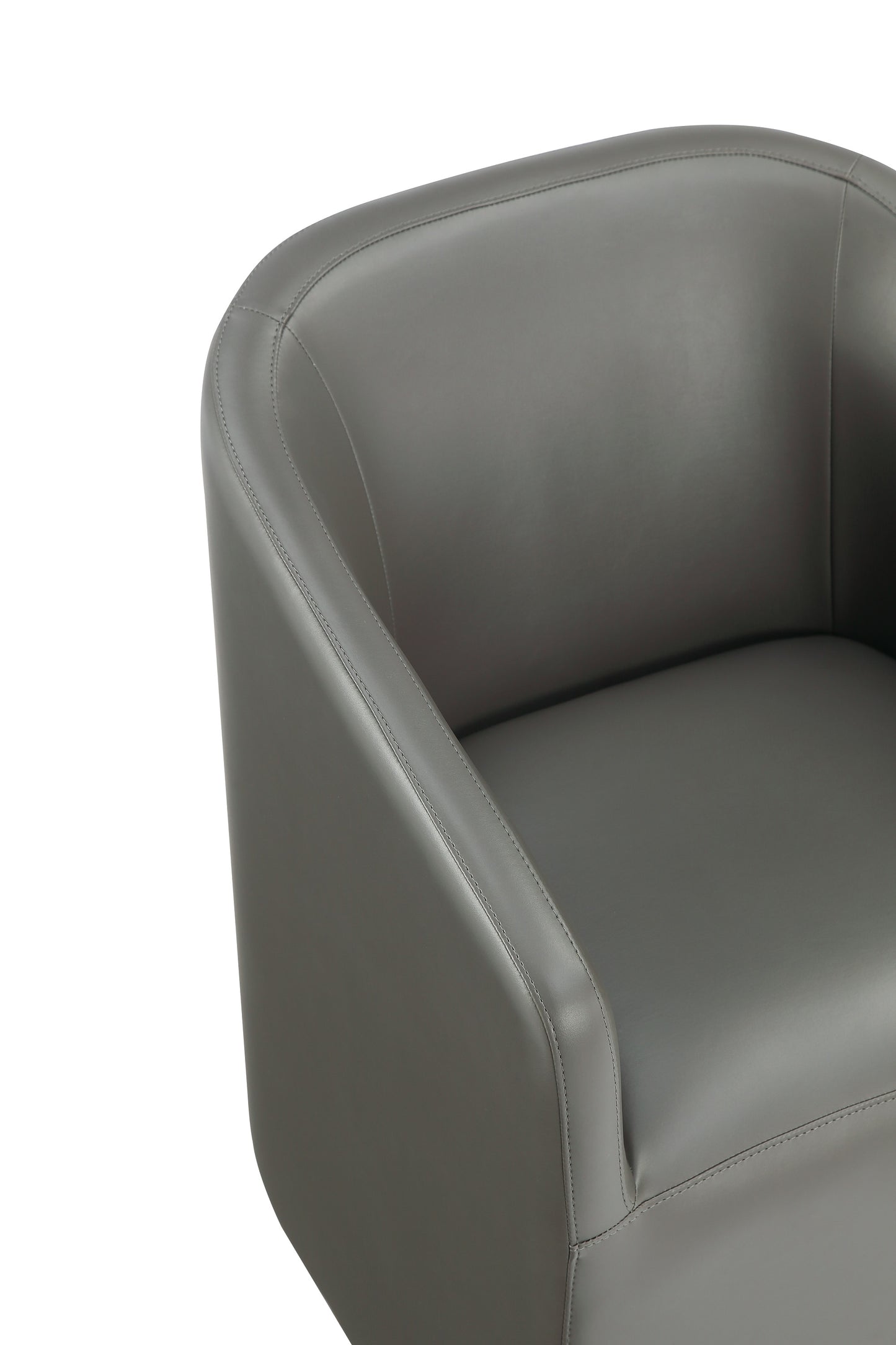 Manhattan Comfort Anna Modern Round Faux Leather Dining Armchair in Pewter (Set of 2) 2-DC059AR-PE