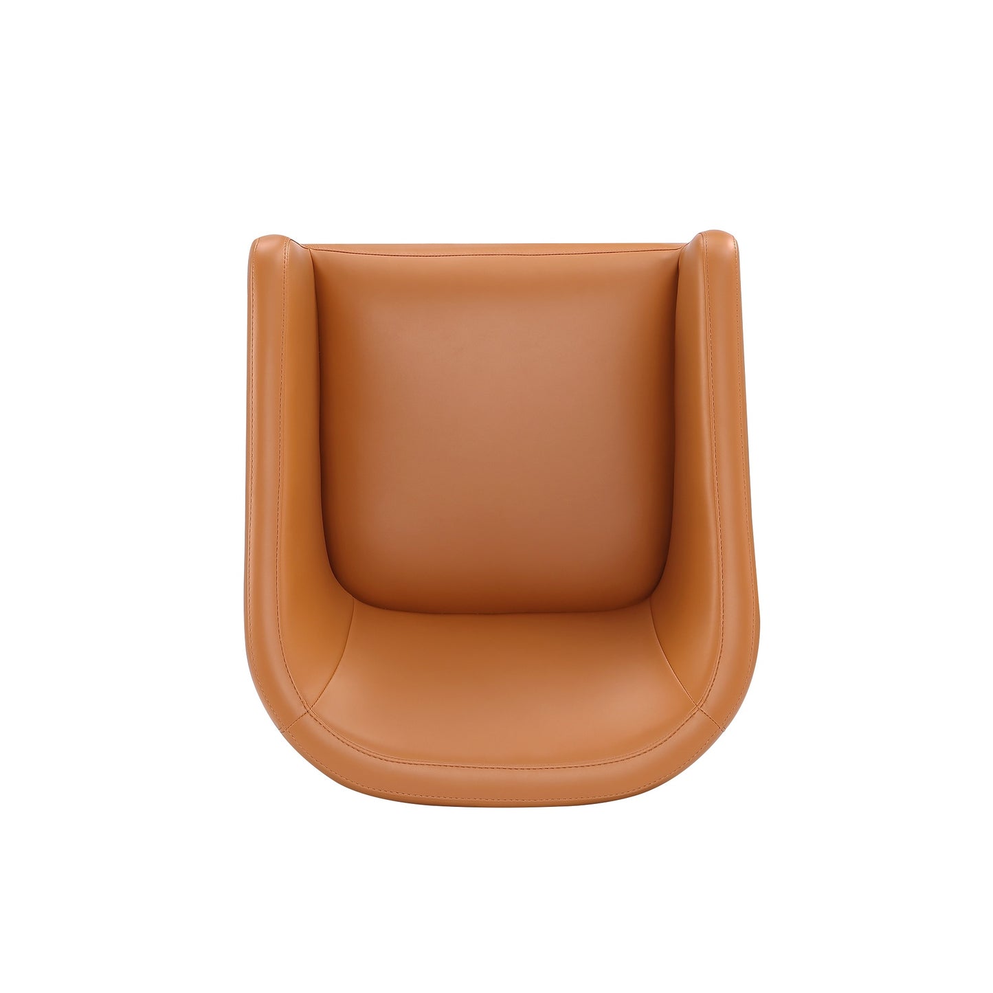 Anna Round Modern Vegan Leather Armchair in Saddle Brown - Set of 2 2-DC059AR-SA