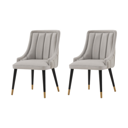 Manhattan Comfort Modern Eda Velvet and Leatherette Dining Chair in Grey- Set of 2 2-DC073-GY