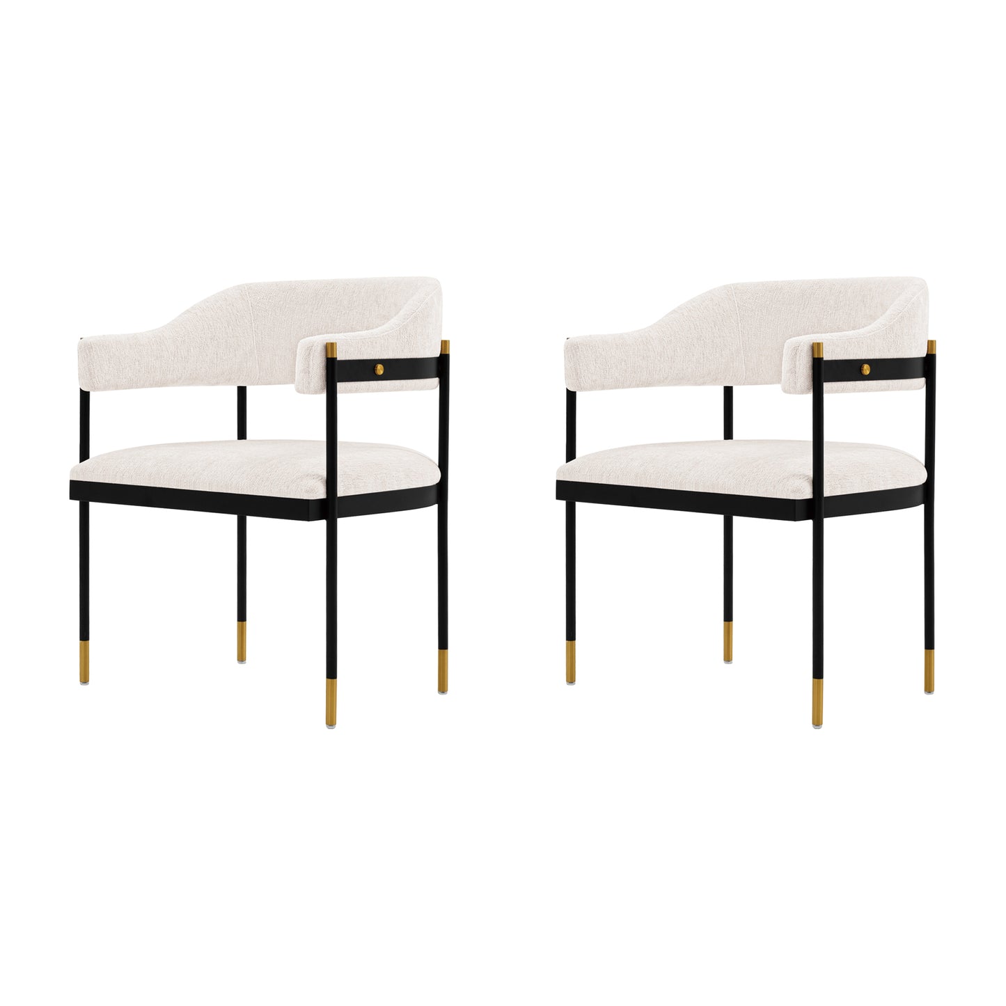 Lia Modern Metal Chenille Armchair in Cream - Set of 2 2-DC074-CR