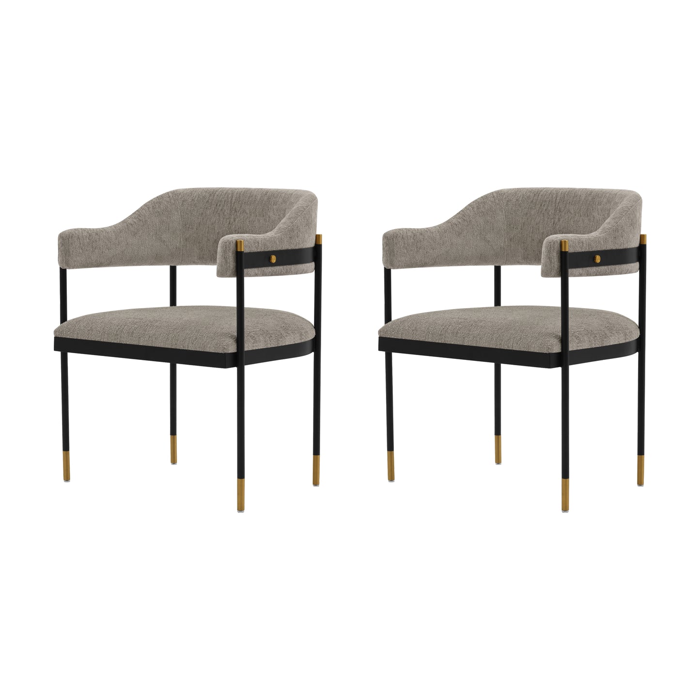 Manhattan Comfort Modern Lia Chenille Dining Armchair in Stone - Set of 2 2-DC074-ST