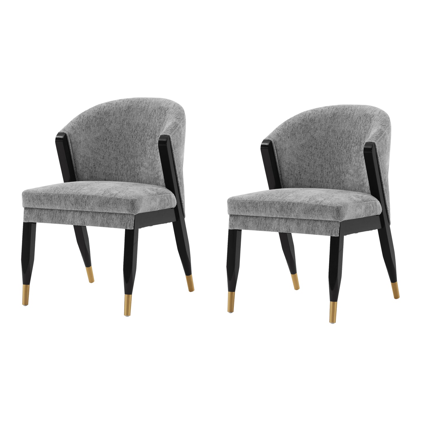 Manhattan Comfort Modern Ola Chenille Dining Chair in Grey- Set of 2 2-DC075-GY
