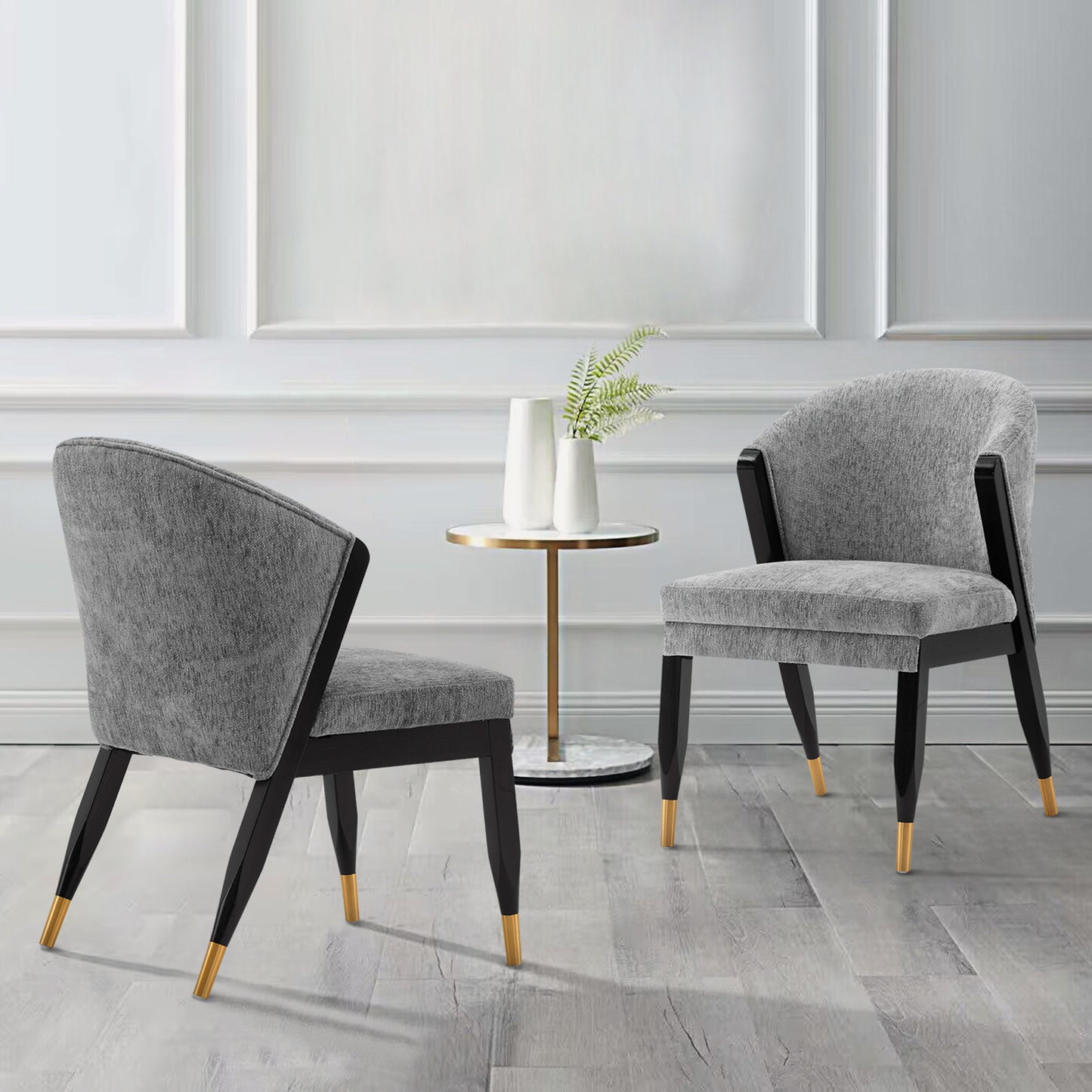 Manhattan Comfort Modern Ola Chenille Dining Chair in Grey- Set of 2 2-DC075-GY