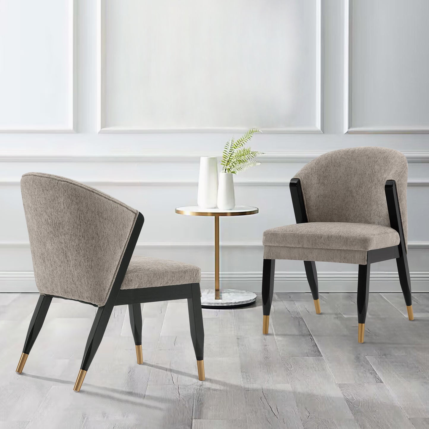 Manhattan Comfort Modern Ola Chenille Dining Chair in Stone- Set of 2 2-DC075-ST