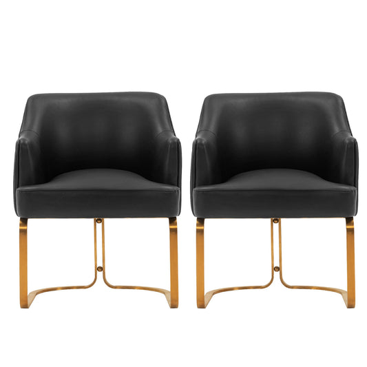 Manhattan Comfort Modern Raya Leatherette Dining Armchair in Black - Set of 2 2-DC078-BK
