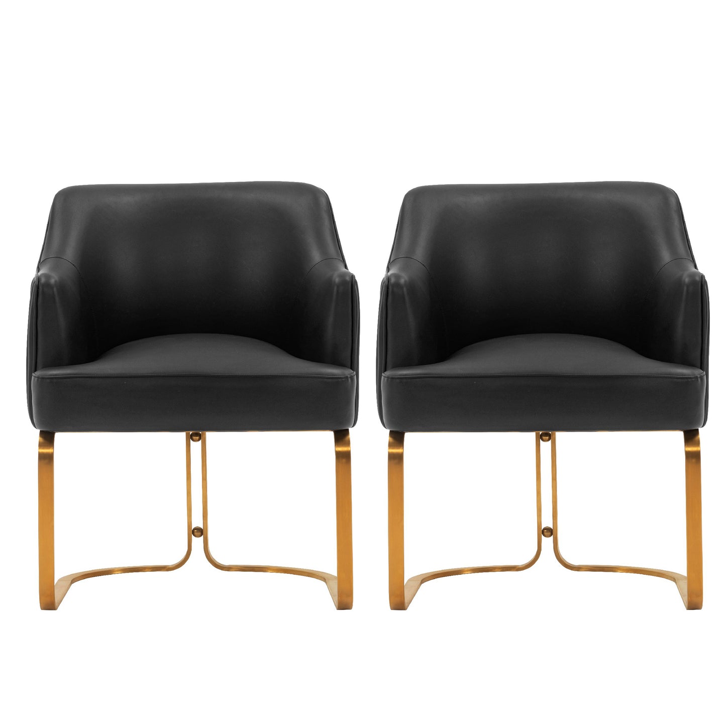 Raya Modern Wood Vegan Leather Dining Chair in Black - Set of 2 2-DC078-BK