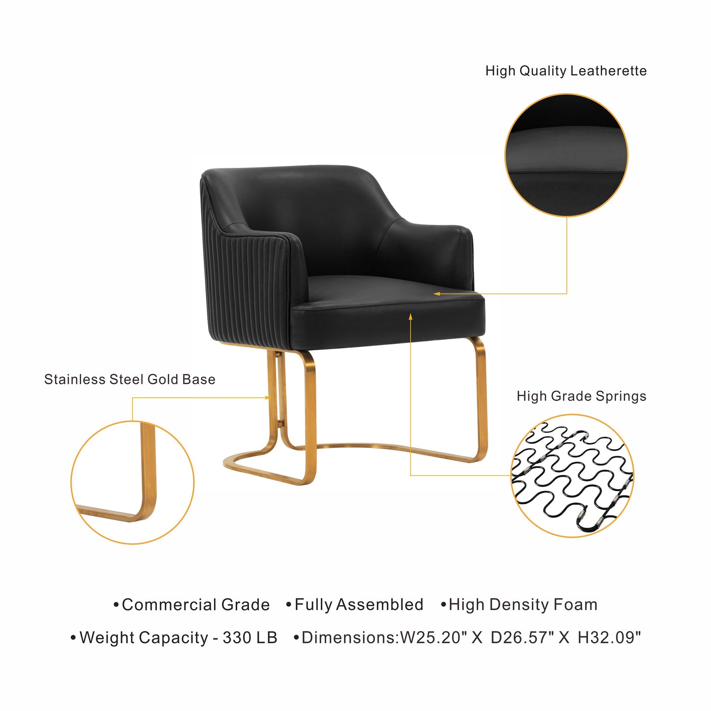 Raya Modern Wood Vegan Leather Dining Chair in Black - Set of 2 2-DC078-BK
