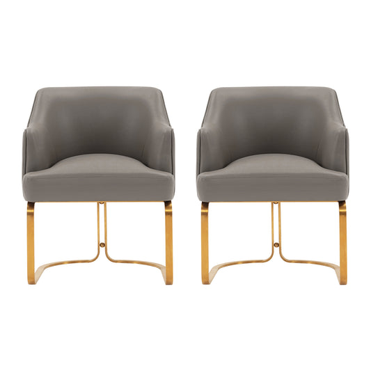 Manhattan Comfort Modern Raya Leatherette Dining Armchair in Taupe - Set of 2 2-DC078-TP