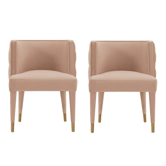 Manhattan Comfort Modern Maya Tufted Velvet Dining Chair in Nude - Set of 2 2-DC079-ND