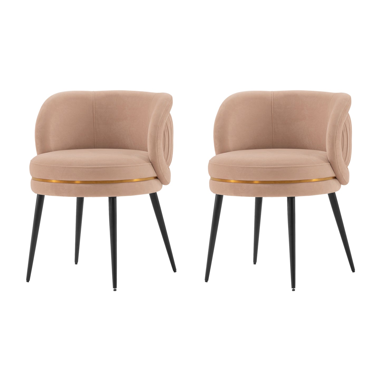 Kaya Modern Wood Velvet Dining Chair in Nude - Set of 2 2-DC080-ND