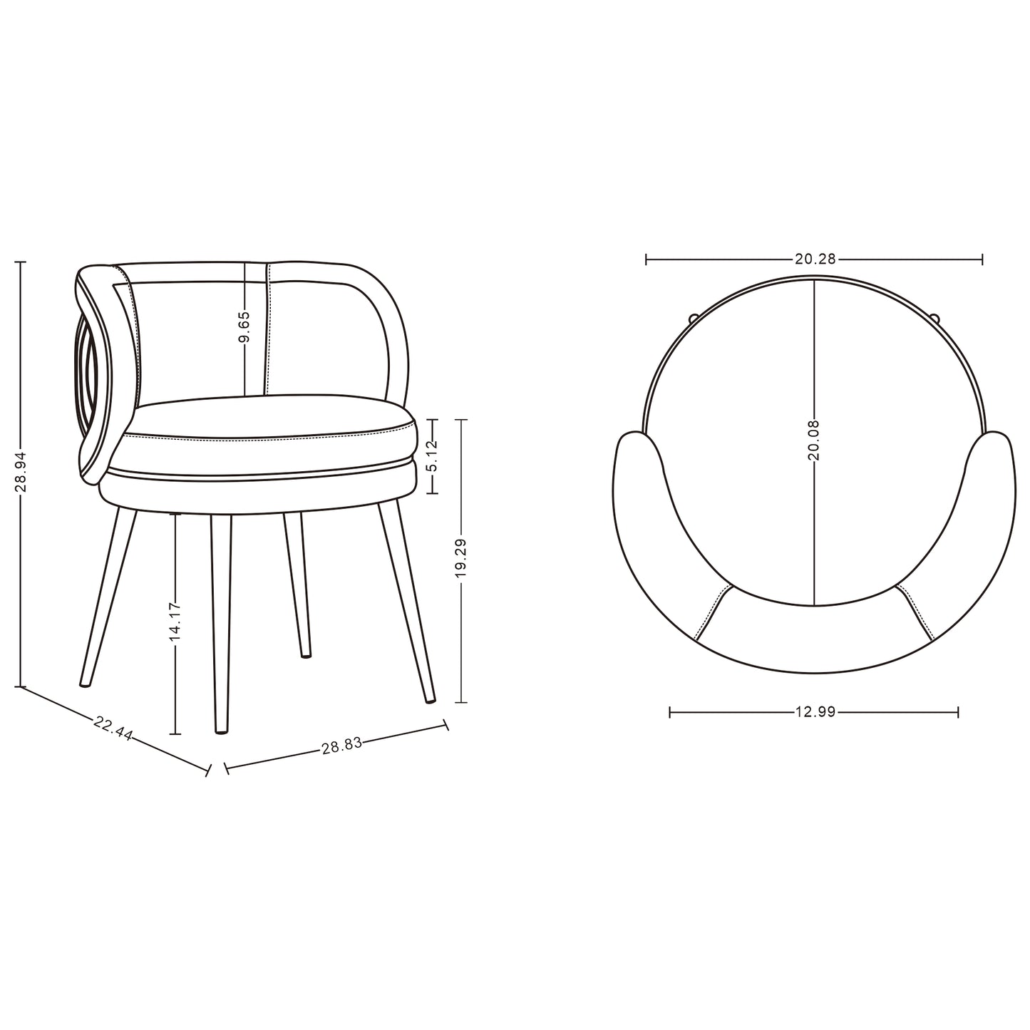 Kaya Modern Wood Velvet Dining Chair in Nude - Set of 2 2-DC080-ND
