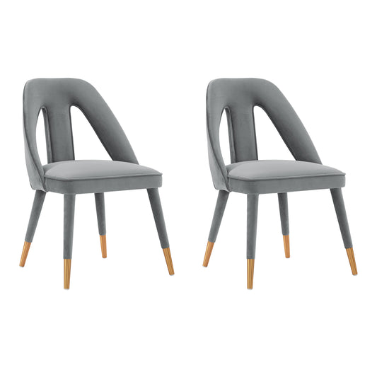 Manhattan Comfort Modern Neda Velvet Dining Chair in Grey - Set of 2 2-DC081-GY