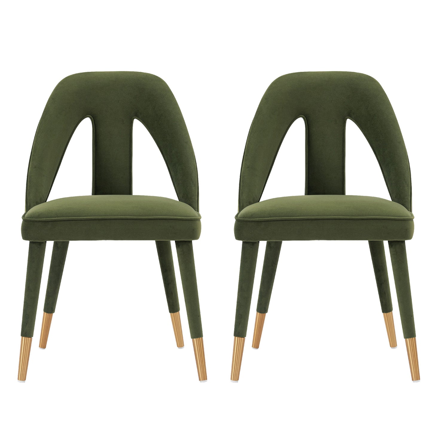 Manhattan Comfort Modern Neda Velvet Dining Chair in Olive Green - Set of 2 2-DC081-OG