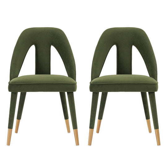 Manhattan Comfort Modern Neda Velvet Dining Chair in Olive Green - Set of 2 2-DC081-OG