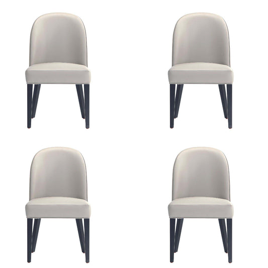 Manhattan Comfort Hillman Modern Leatherette and Velvet Upholstered Dining Chair in Light Grey - Set of 4 2-DC087-LG
