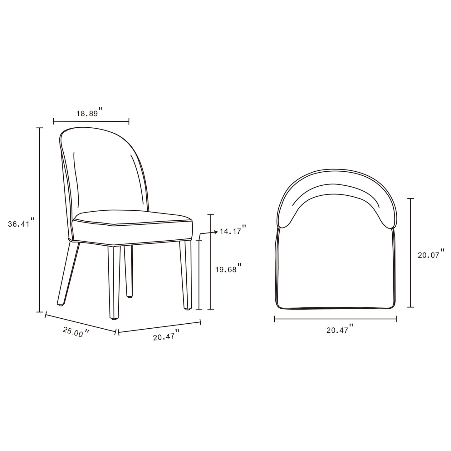 Manhattan Comfort Hillman Modern Leatherette and Velvet Upholstered Dining Chair in Light Grey - Set of 4 2-DC087-LG