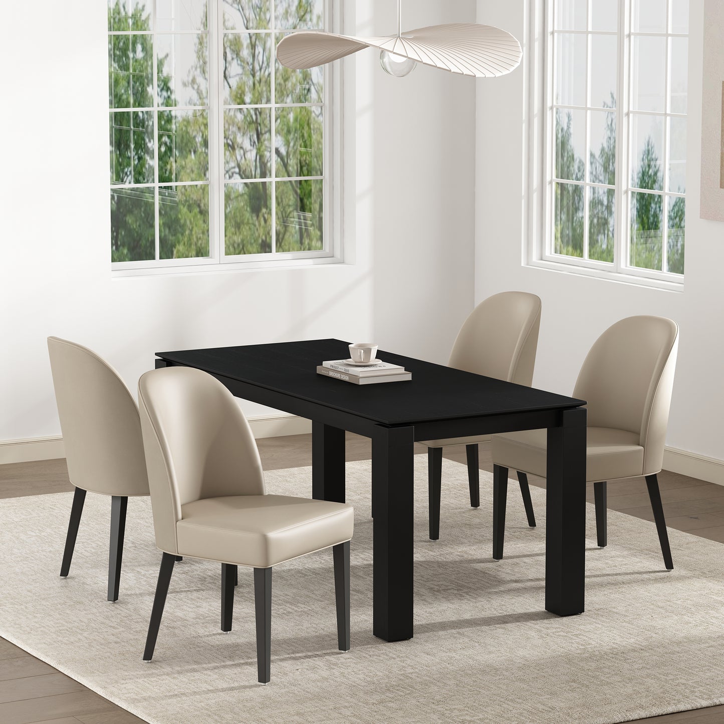 Hillman Modern Wood Upholstered Dining Chair in Sand - Set of 4 2-DC087-SD