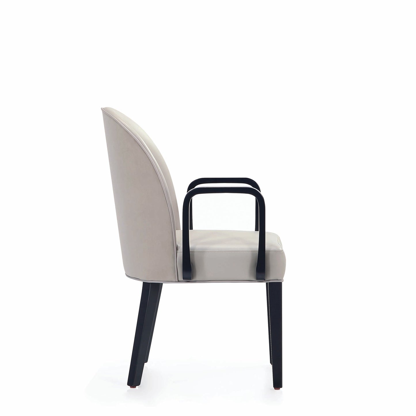 Manhattan Comfort Hillman Modern Leatherette and Velvet Upholstered Dining Arm Chair in Light Grey- Set of 2 2-DC087AR-LG