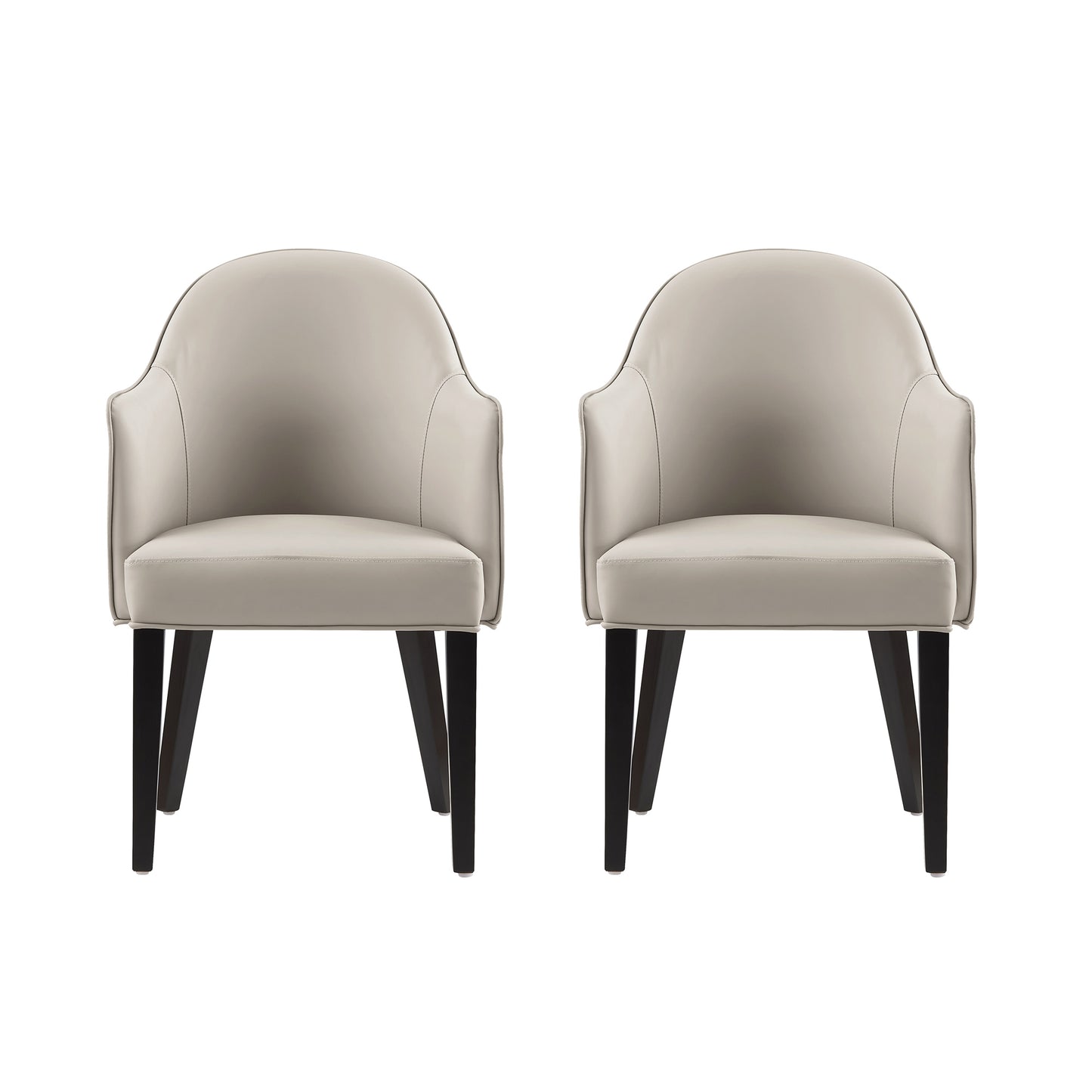 Hillman Modern Wood Vegan Leather and Velvet Armchair in Light Gray - Set of 2 2-DC087AR2-LG