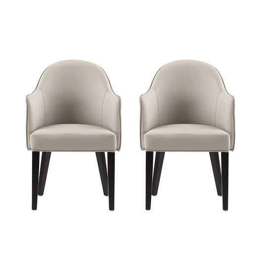 Hillman Modern Wood Vegan Leather and Velvet Armchair in Light Gray - Set of 2 2-DC087AR2-LG