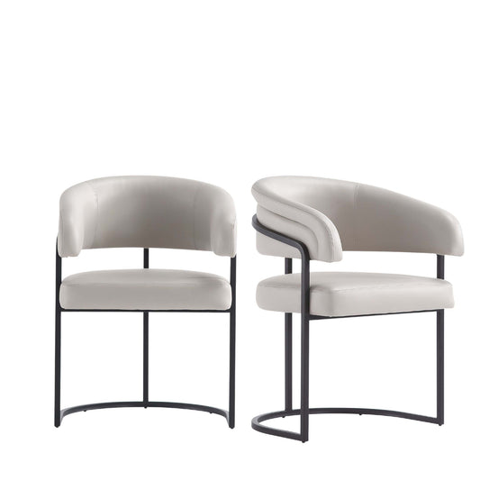 Augusta Modern Metal Vegan Leather Dining Chair in Light Gray - Set of 2 2-DC094-LG