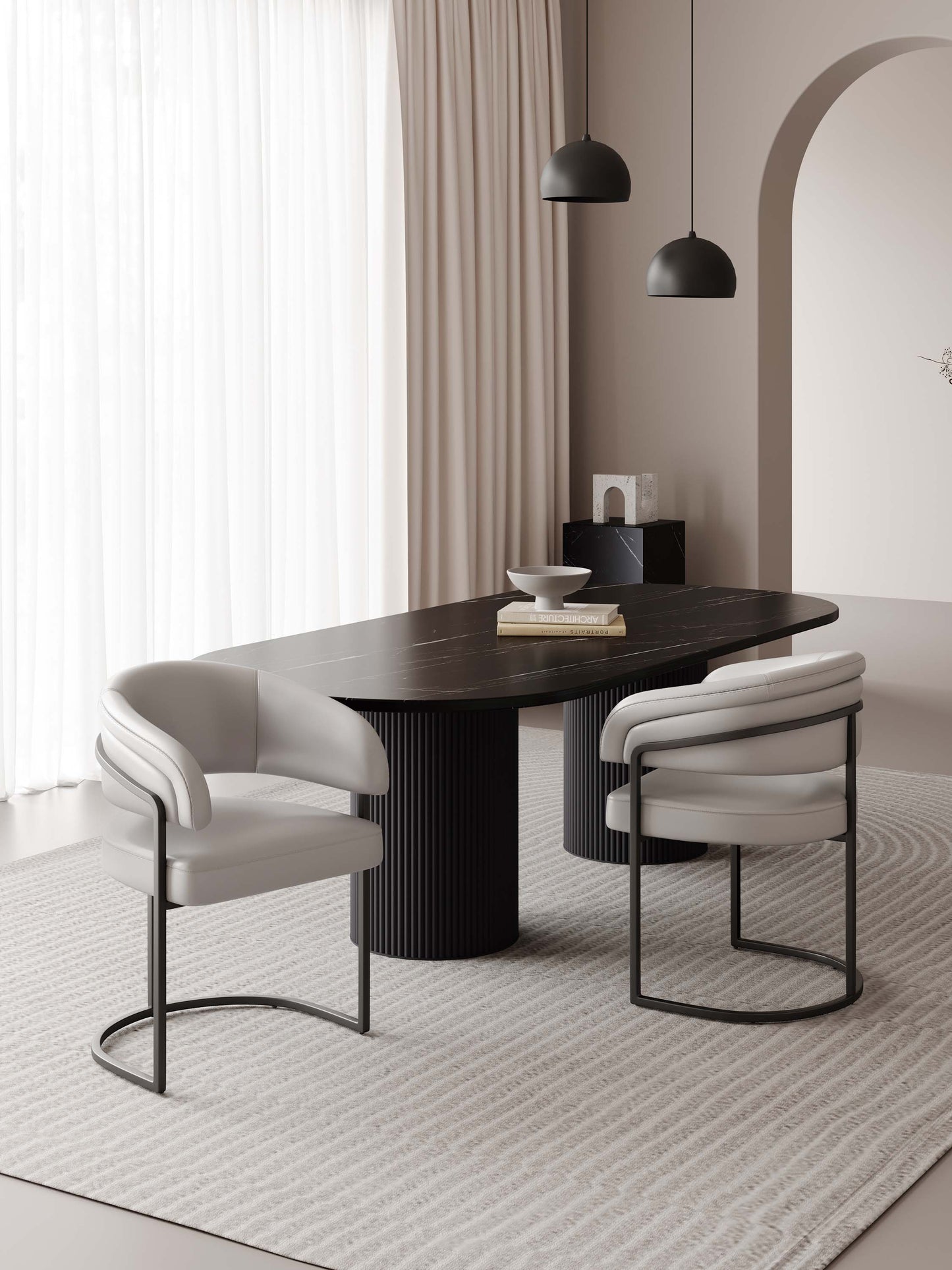 Augusta Modern Metal Vegan Leather Dining Chair in Light Gray - Set of 2 2-DC094-LG