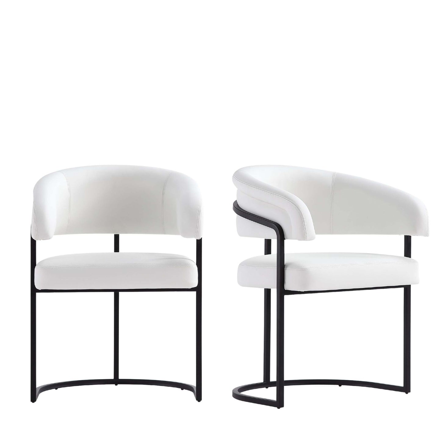 Augusta Modern Metal Vegan Leather Dining Chair in White - Set of 2 2-DC094-WH
