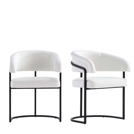Augusta Modern Metal Vegan Leather Dining Chair in White - Set of 2 2-DC094-WH