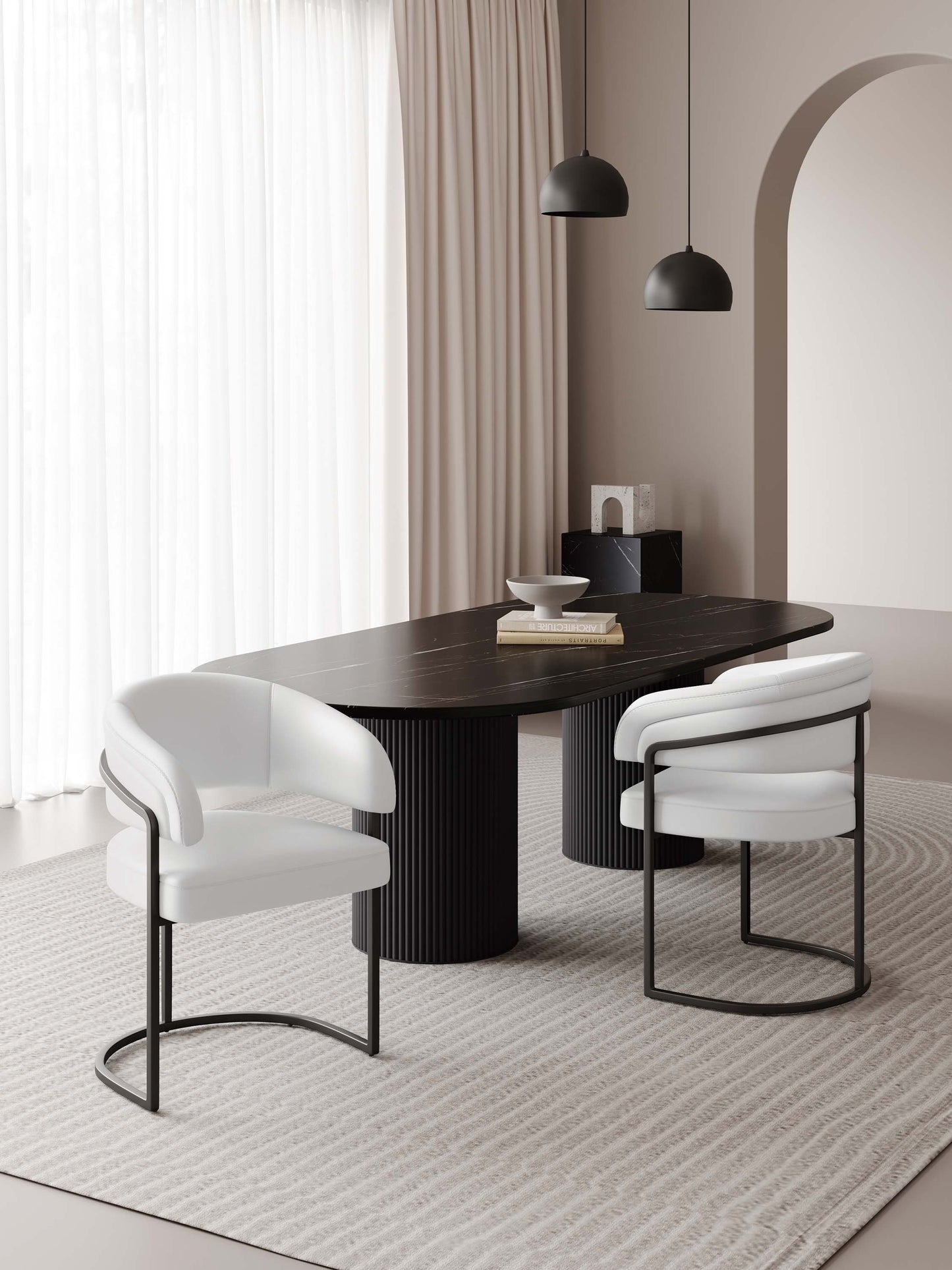 Augusta Modern Metal Vegan Leather Dining Chair in White - Set of 2 2-DC094-WH
