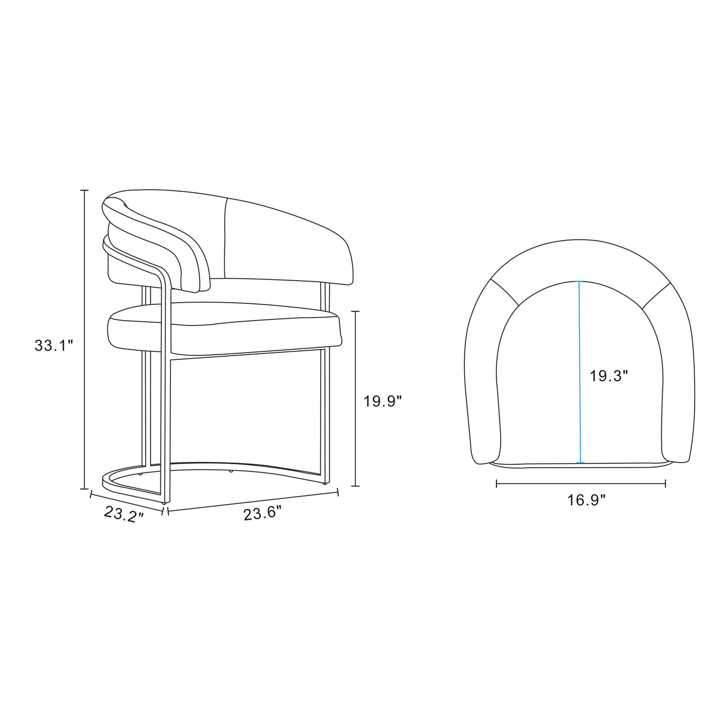Augusta Modern Metal Vegan Leather Dining Chair in White - Set of 2 2-DC094-WH