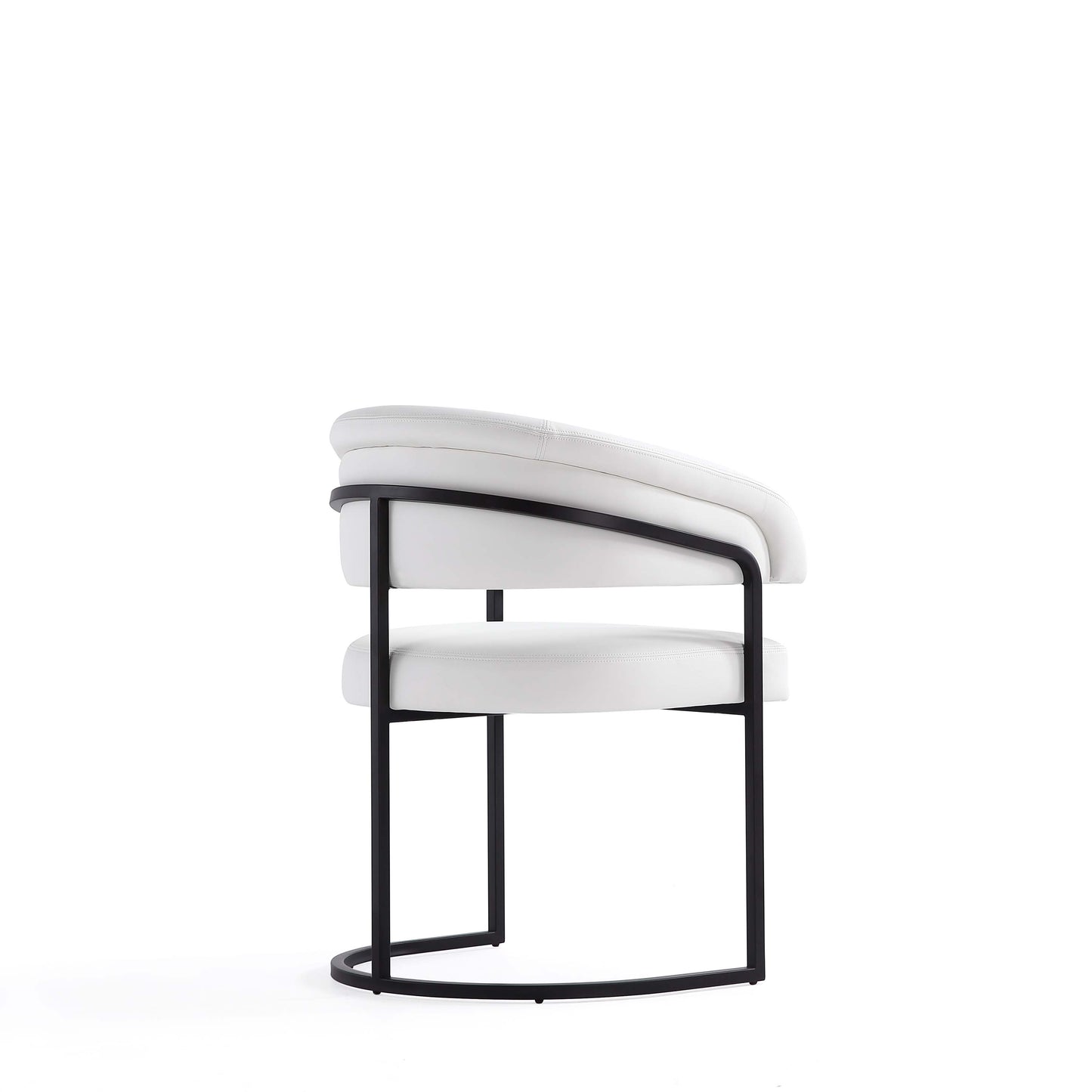 Augusta Modern Metal Vegan Leather Dining Chair in White - Set of 2 2-DC094-WH