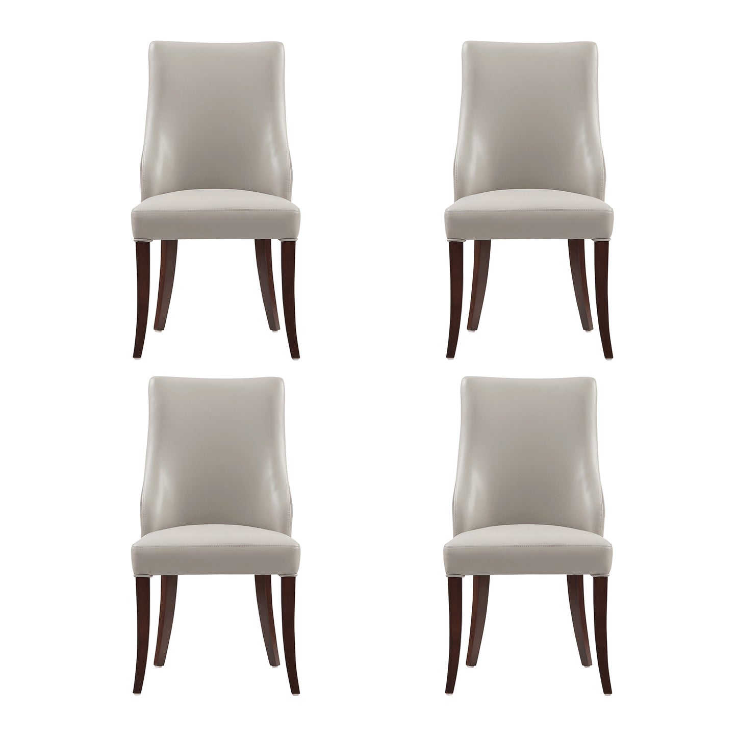 Connie Modern Wood Vegan Leather and Velvet Dining Chair in Light Gray - Set of 4 2-DC095-LG