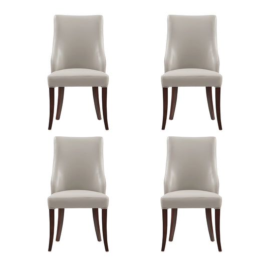 Connie Modern Wood Vegan Leather and Velvet Dining Chair in Light Gray - Set of 4 2-DC095-LG