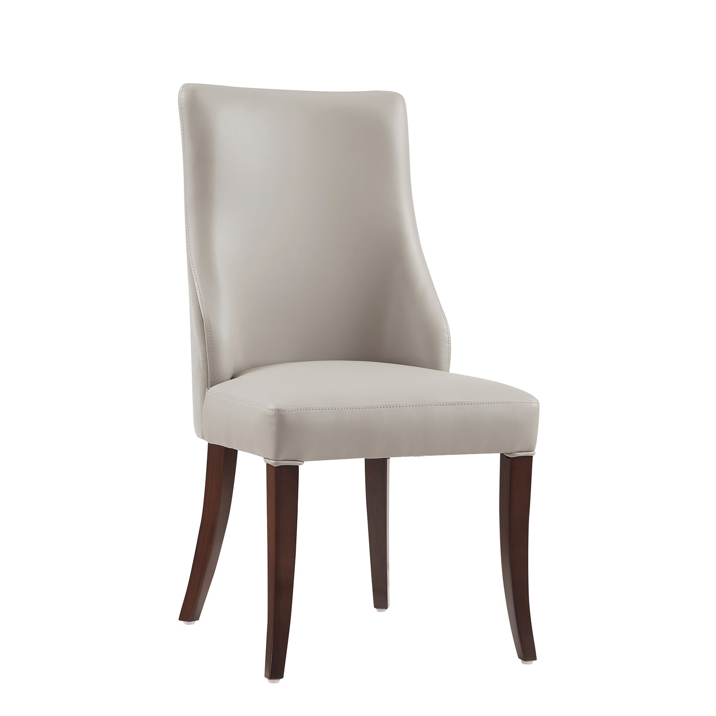 Connie Modern Wood Vegan Leather and Velvet Dining Chair in Light Gray - Set of 4 2-DC095-LG
