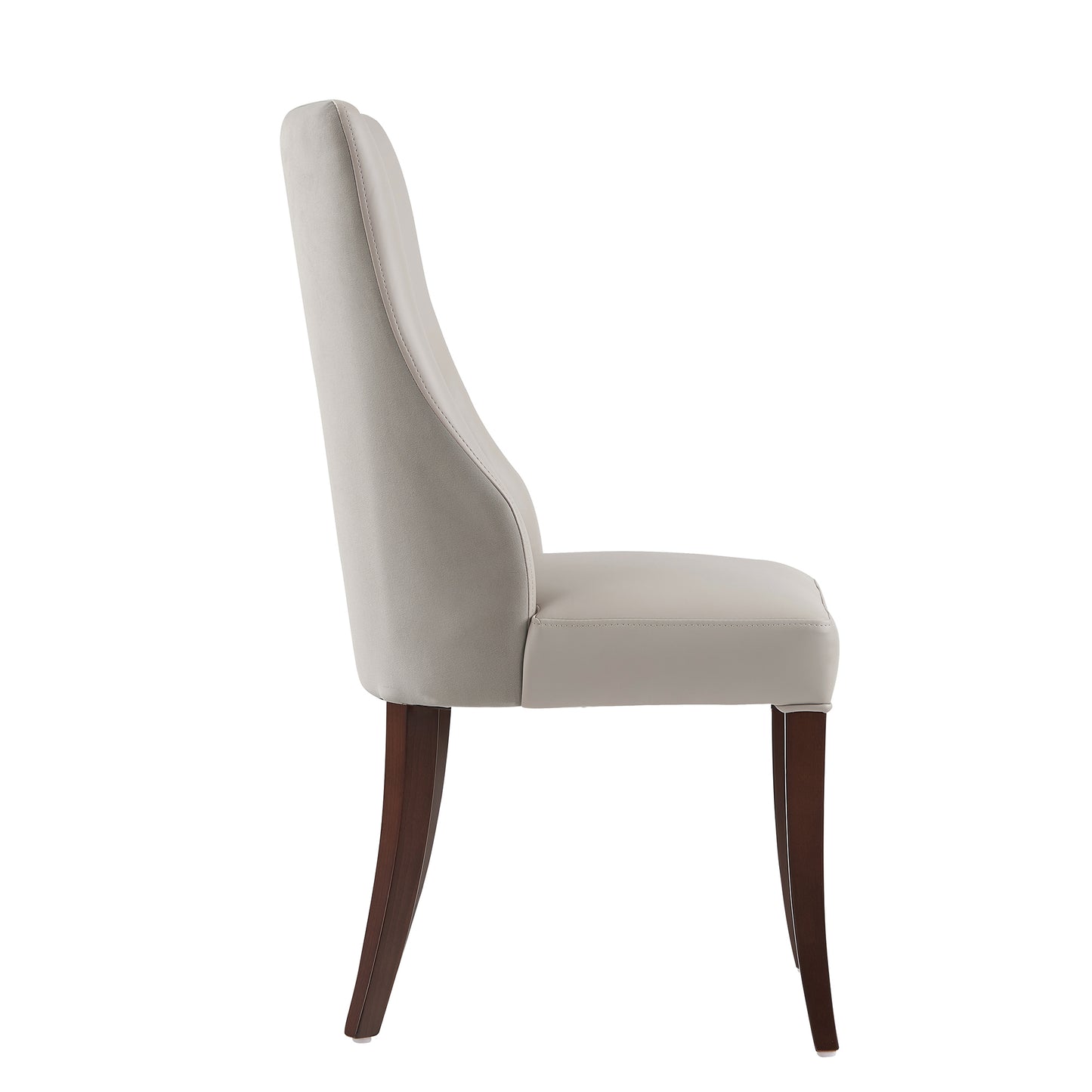 Connie Modern Wood Vegan Leather and Velvet Dining Chair in Light Gray - Set of 4 2-DC095-LG