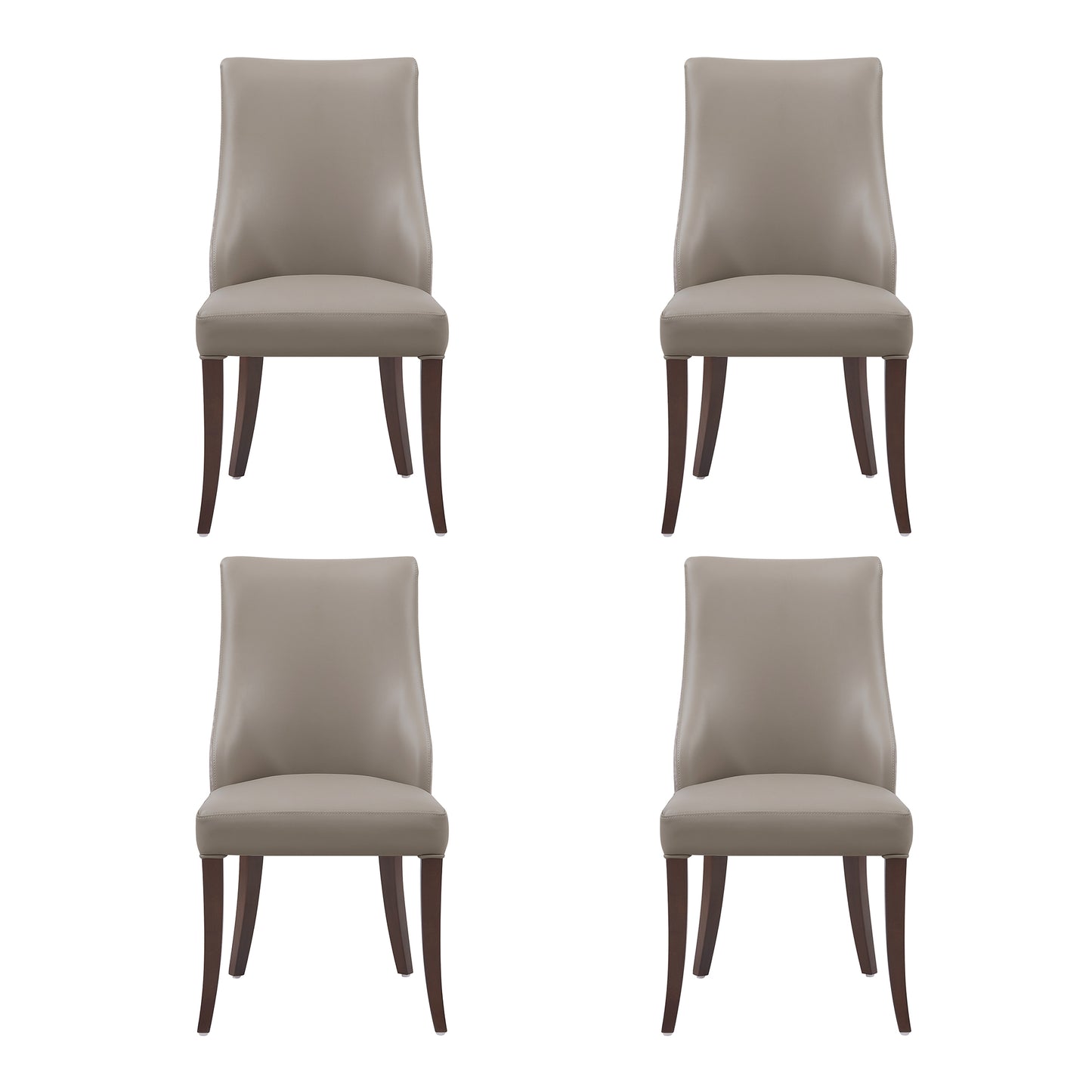Connie Modern Wood Vegan Leather and Velvet Dining Chair in Taupe - Set of 4 2-DC095-TP