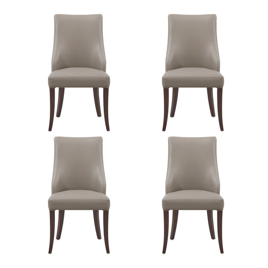 Connie Modern Wood Vegan Leather and Velvet Dining Chair in Taupe - Set of 4 2-DC095-TP