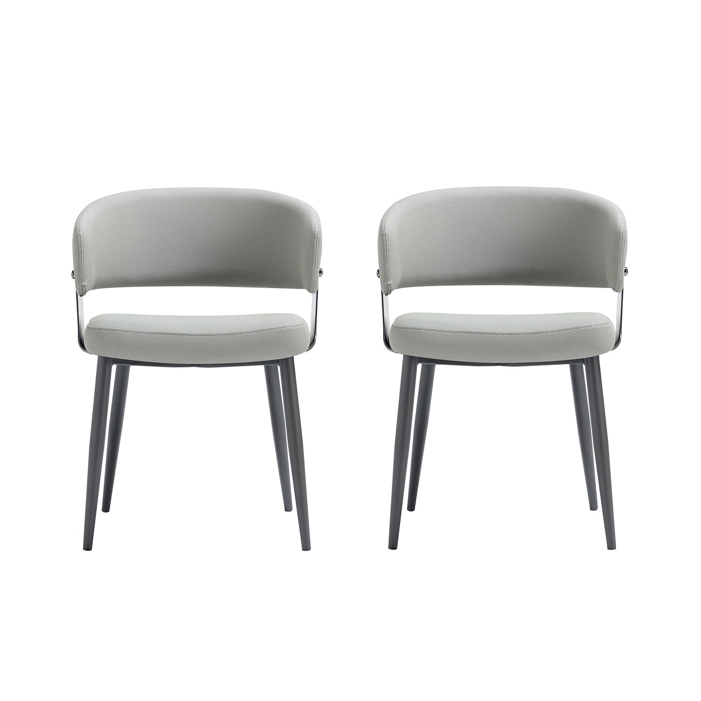 Luce Modern Metal Textured Vegan Leather Dining Chair in Stone Gray - Set of 2 2-DC097-GY