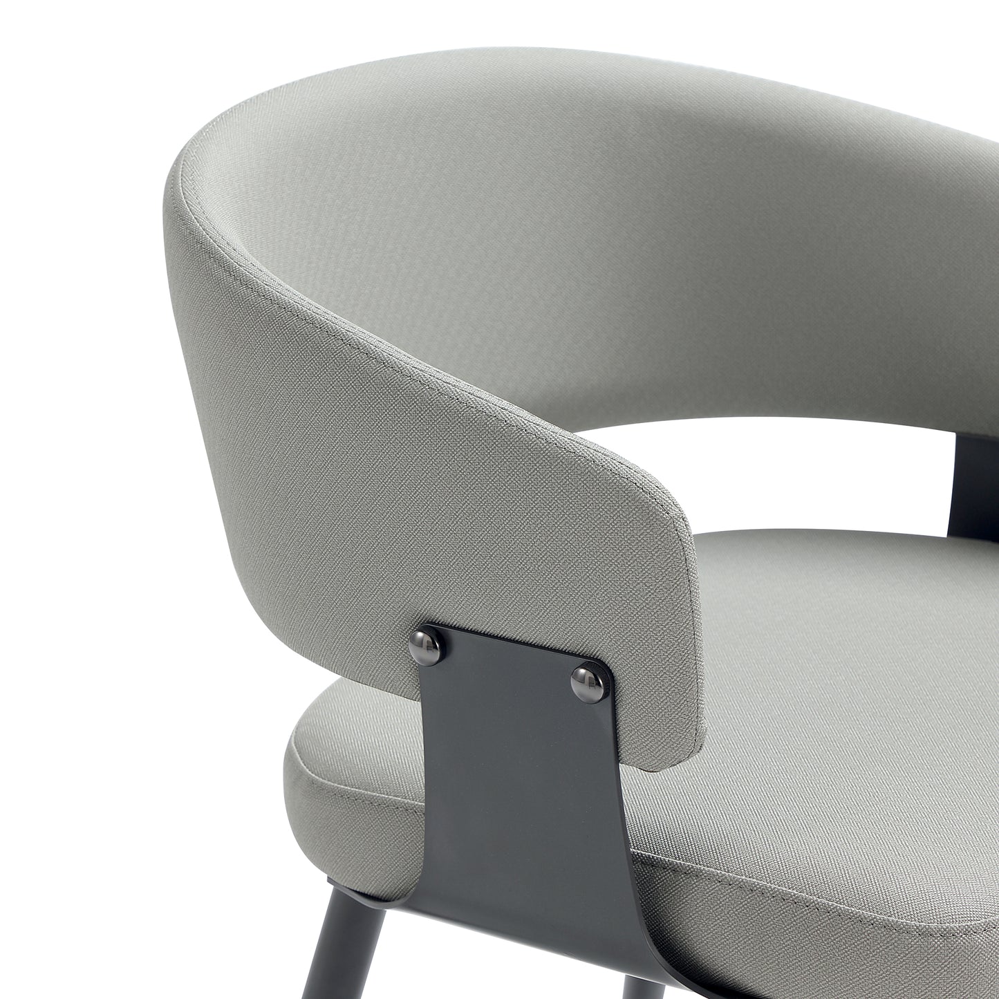 Luce Modern Metal Textured Vegan Leather Dining Chair in Stone Gray - Set of 2 2-DC097-GY