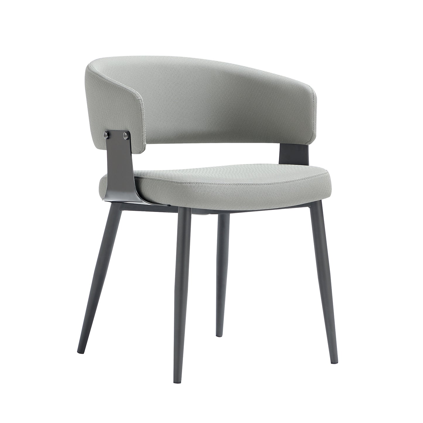 Luce Modern Metal Textured Vegan Leather Dining Chair in Stone Gray - Set of 2 2-DC097-GY
