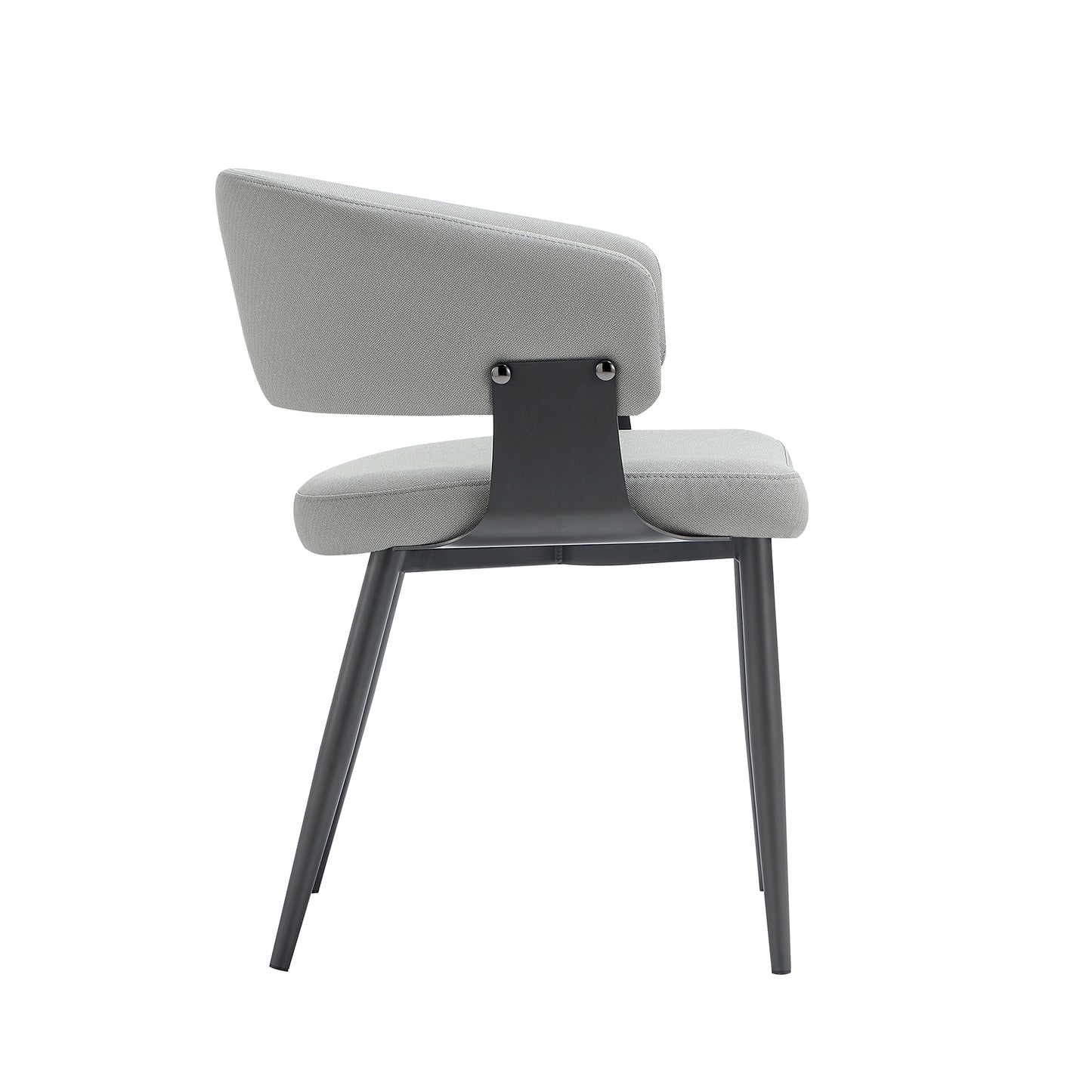Luce Modern Metal Textured Vegan Leather Dining Chair in Stone Gray - Set of 2 2-DC097-GY